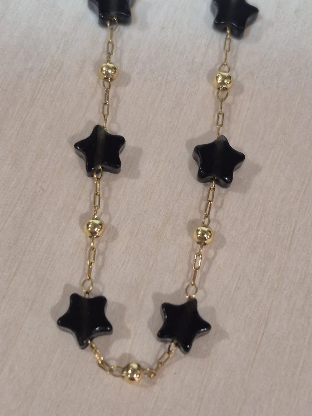 🖤⭐️NEW🖤⭐️ PRETTY!! SS OBSIDIAN Micro PaperClip Nat. Stone Star Bracelet